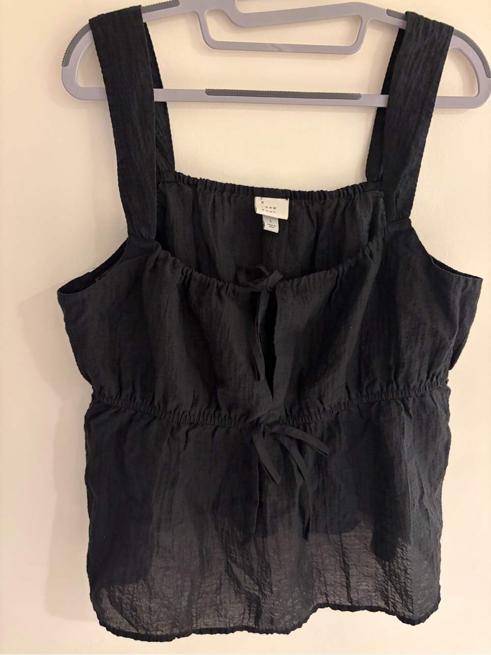 a new day Black Sleeveless Tie-Front Camisole